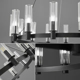 Industrial Black Ring Cylindrical Glass Candle Chandelier Image - 11