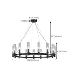 Industrial Black Ring Cylindrical Glass Candle Chandelier Image - 14