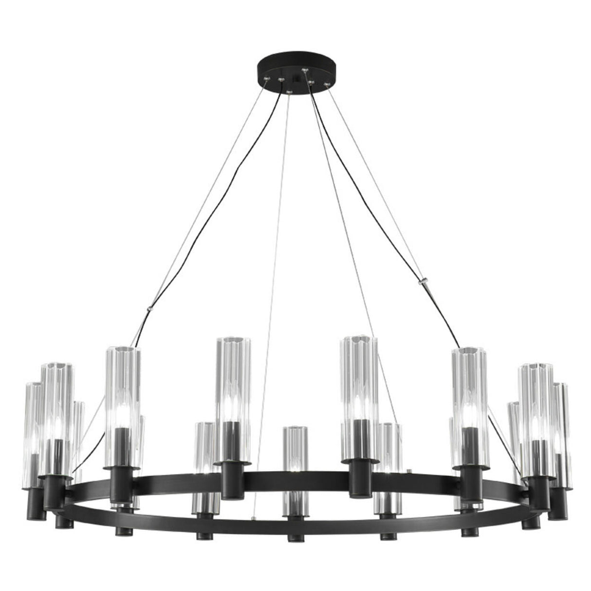 Industrial Black Ring Cylindrical Glass Candle Chandelier Image - 5