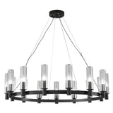 Industrial Black Ring Cylindrical Glass Candle Chandelier Image - 5