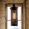 Industrial Black Rust Metal Cylindrical Pendant Light Image - 1