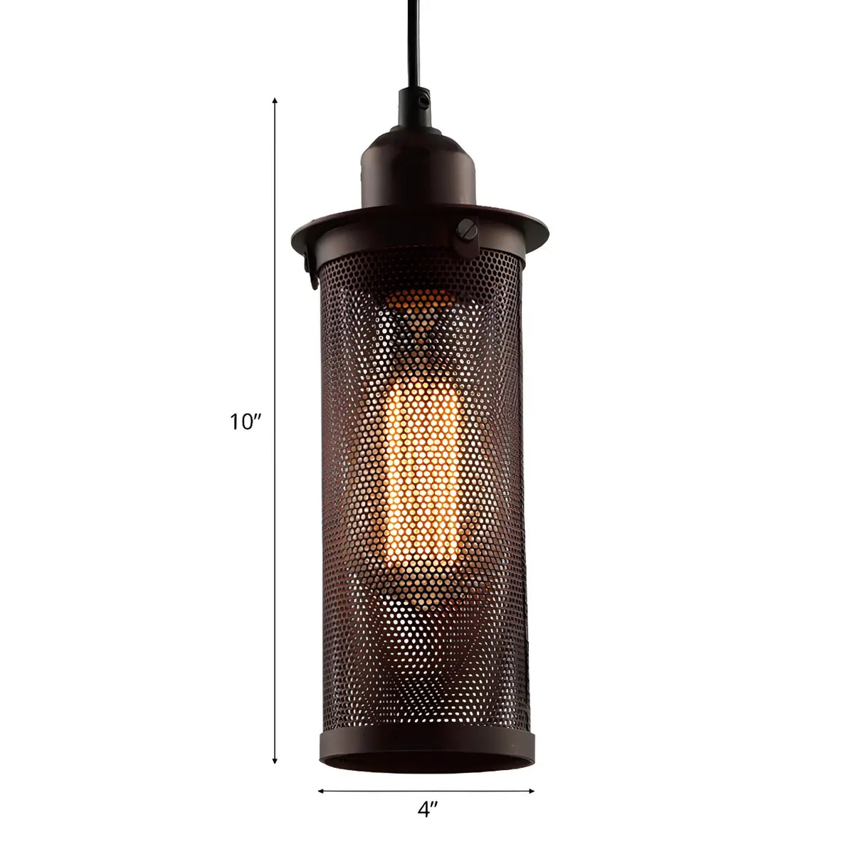 Industrial Black Rust Metal Cylindrical Pendant Light 