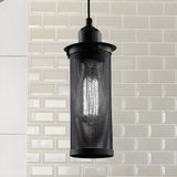 Industrial Black Rust Metal Cylindrical Pendant Light Image - 8