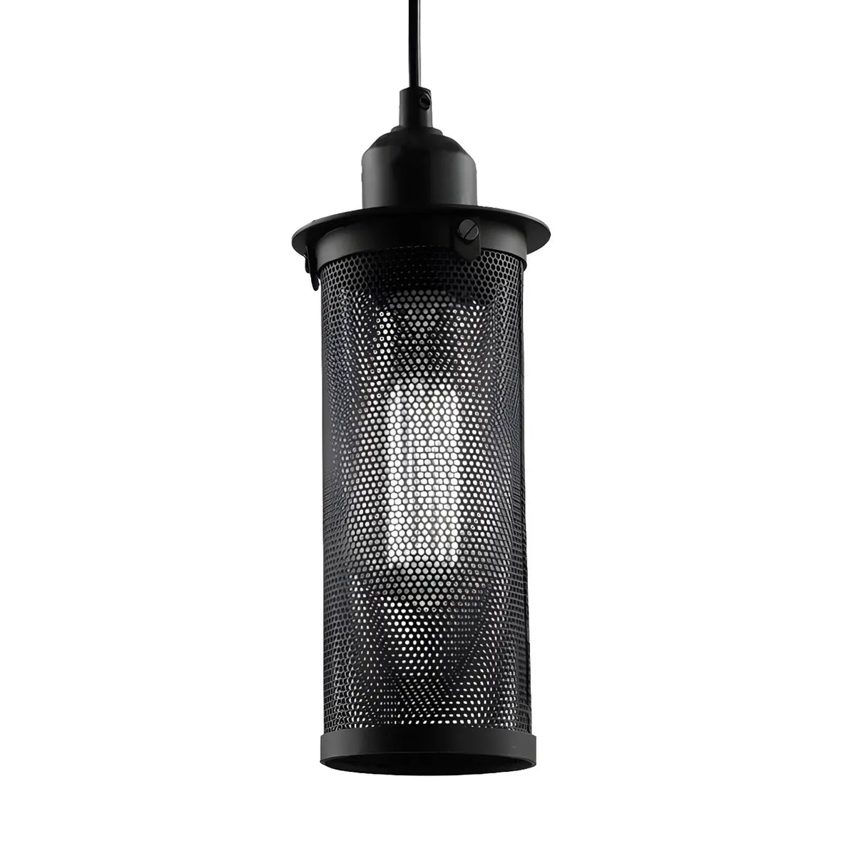 Industrial Black Rust Metal Cylindrical Pendant Light Image - 9