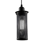 Industrial Black Rust Metal Cylindrical Pendant Light Image - 9