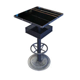 Industrial Black Small Round Bar Table with Storage Shelf Image - 11