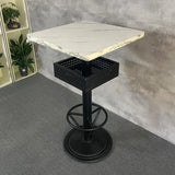 Industrial Black Small Round Bar Table with Storage Shelf Image - 12