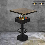 Industrial Black Small Round Bar Table with Storage Shelf Image - 13