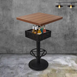 Industrial Black Small Round Bar Table with Storage Shelf Image - 15