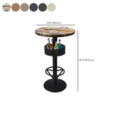 Industrial Black Small Round Bar Table with Storage Shelf #size