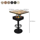 Industrial Black Small Round Bar Table with Storage Shelf Image - 26