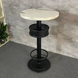 Industrial Black Small Round Bar Table with Storage Shelf Image - 4