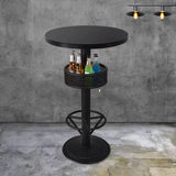 Industrial Black Small Round Bar Table with Storage Shelf Image - 7