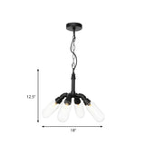 Industrial Black Water Pipe Glass Cylinder Bulb Chandelier Image - 8