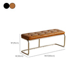 Industrial Brown Faux Leather Cushioned Entryway Bench Image - 13