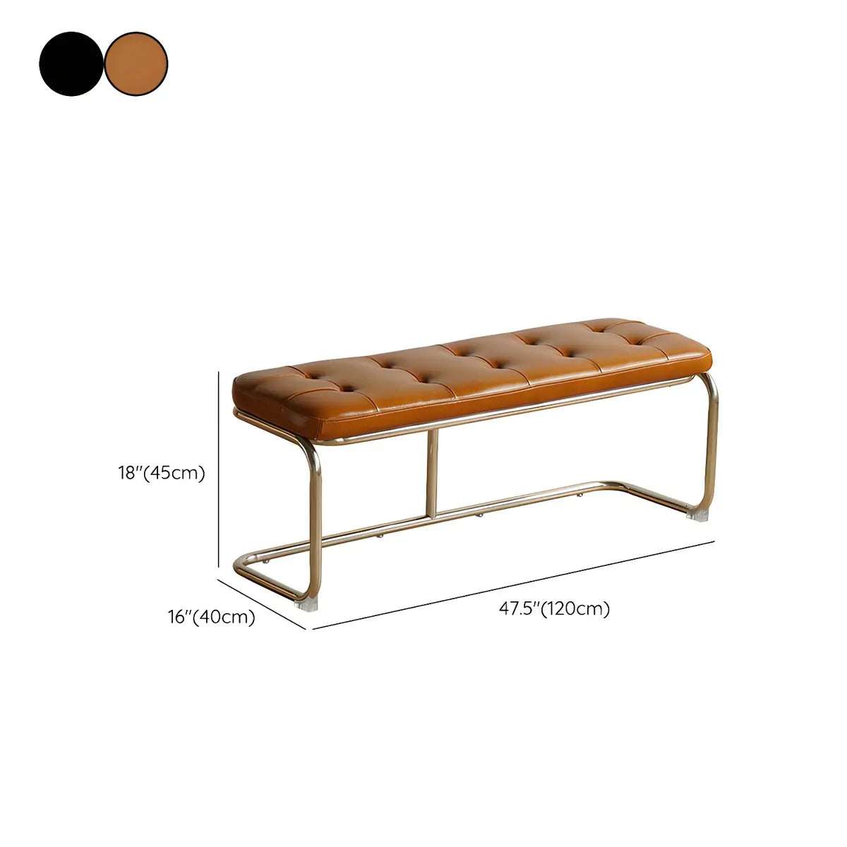 Industrial Brown Faux Leather Cushioned Entryway Bench Image - 14