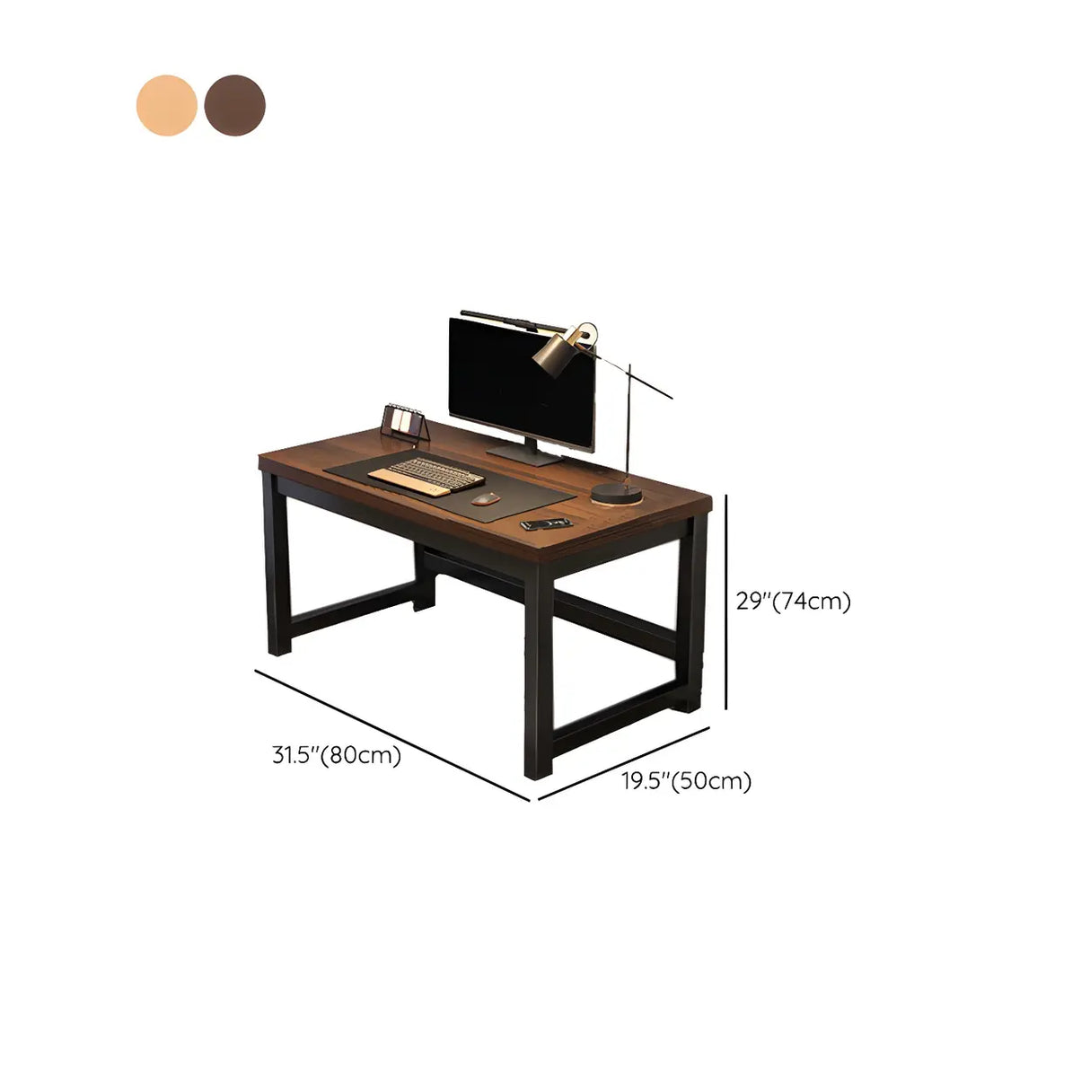 Industrial Brown Manufactured Wood H-Shape Gaming Desk 