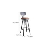 Industrial Brown Swivel Adjustable Round Bar Stool with Back #size