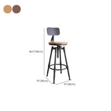Industrial Brown Swivel Adjustable Round Bar Stool with Back Image - 7