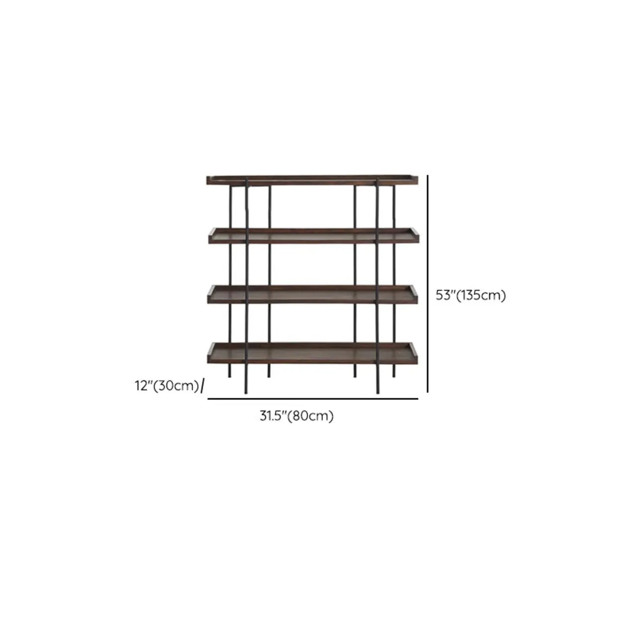 Industrial Brown Wood and Metal Vertical Tiered Bookshelf Image - 10