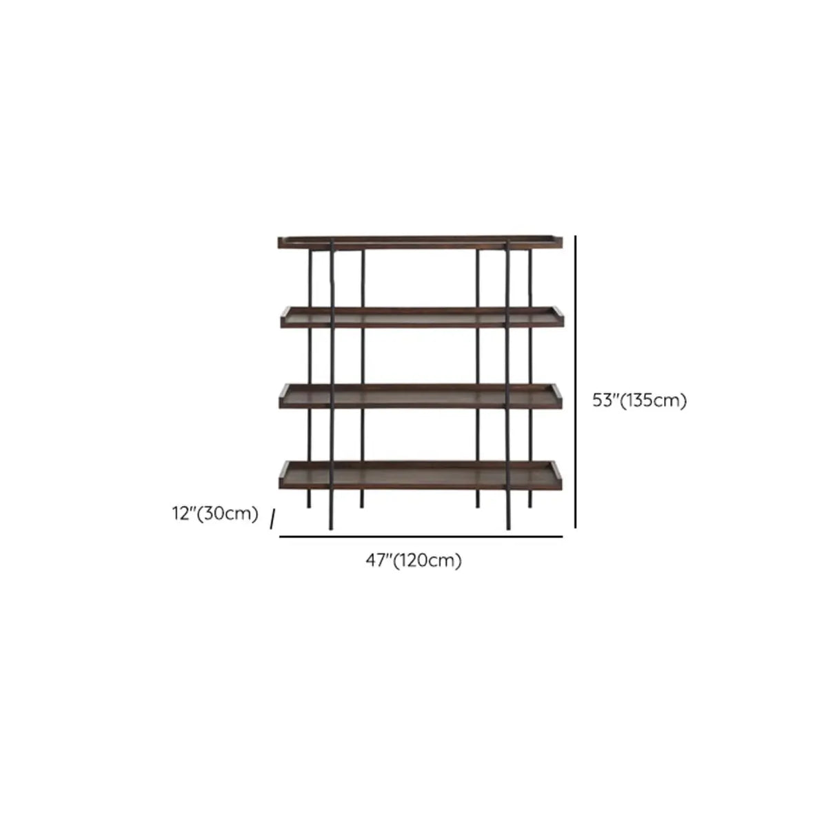Industrial Brown Wood and Metal Vertical Tiered Bookshelf Image - 12