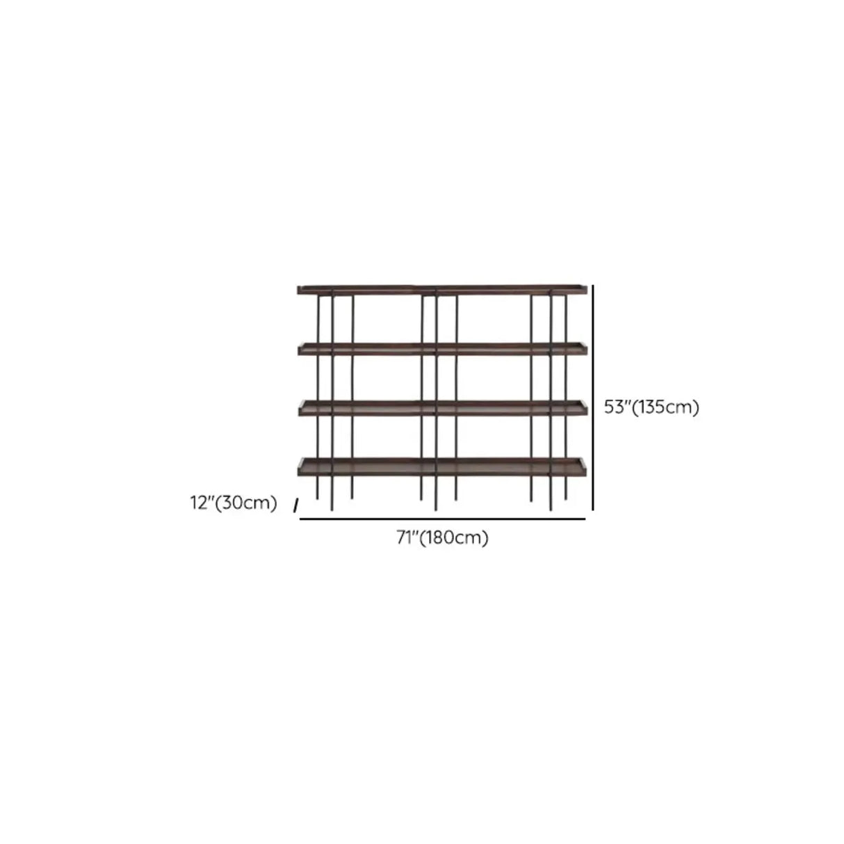 Industrial Brown Wood and Metal Vertical Tiered Bookshelf Image - 14