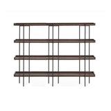 Industrial Brown Wood and Metal Vertical Tiered Bookshelf Image - 4