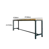 Industrial Wood Bar Table Set Gold Wire Back Cushion Stool Image - 12