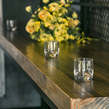 Industrial Wood Bar Table Set Gold Wire Back Cushion Stool Image - 2