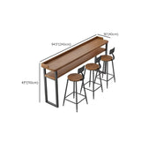 Industrial Brown Wood Storage Shelf Bar Table With Footrest Image - 13