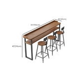 Industrial Brown Wood Storage Shelf Bar Table With Footrest Image - 8