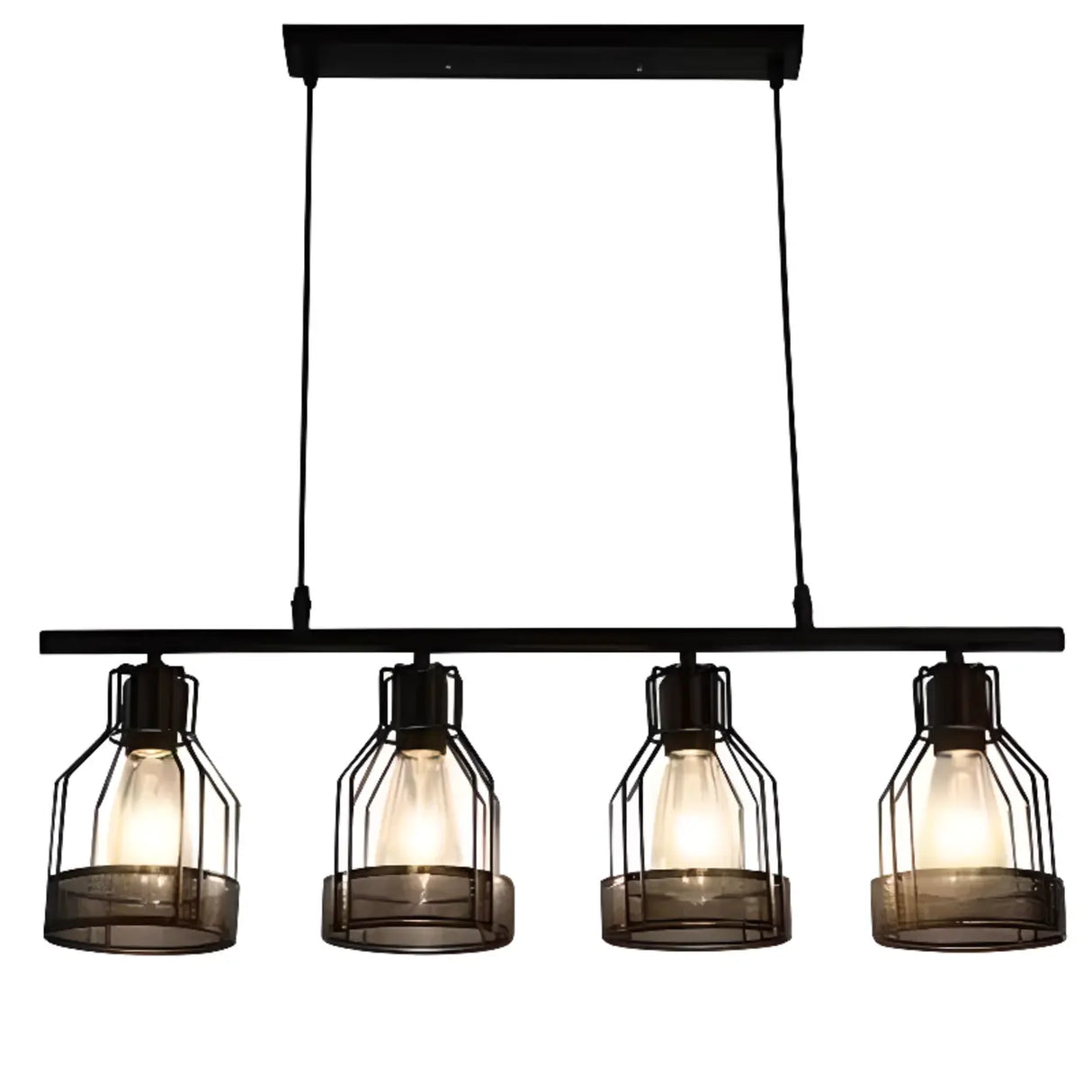 Industrial Cage Rectangular Island Ceiling Light Image - 10
