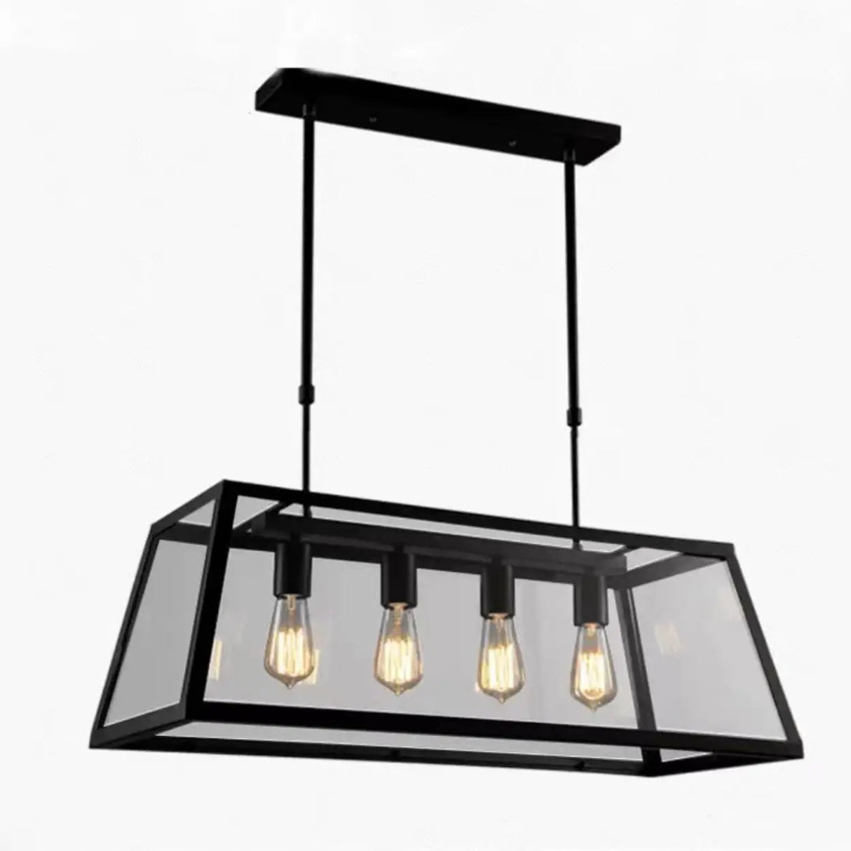 Industrial Cage Rectangular Island Ceiling Light Image - 11