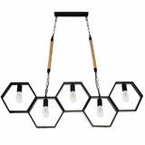 Industrial Cage Rectangular Island Ceiling Light Image - 12
