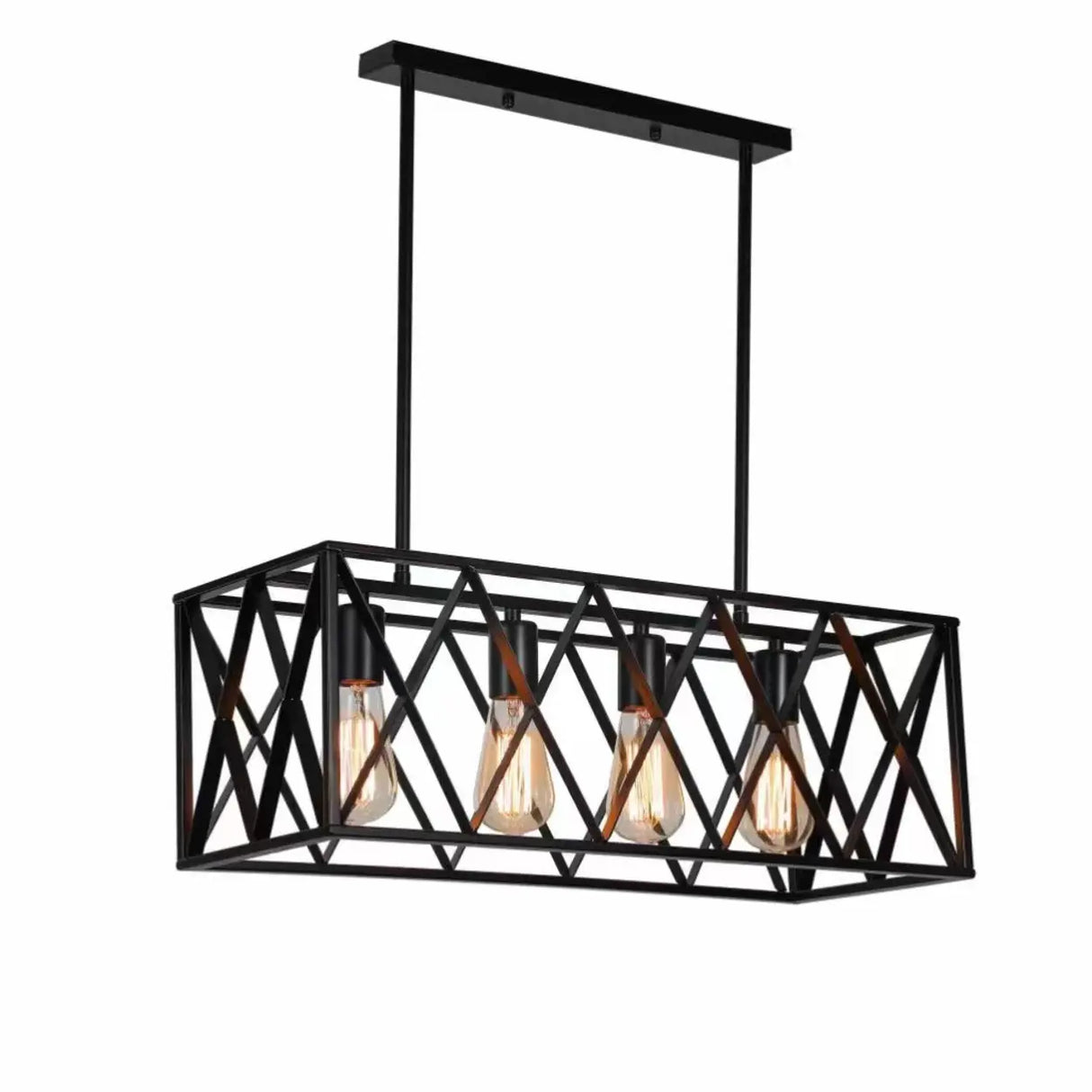 Industrial Cage Rectangular Island Ceiling Light Image - 15