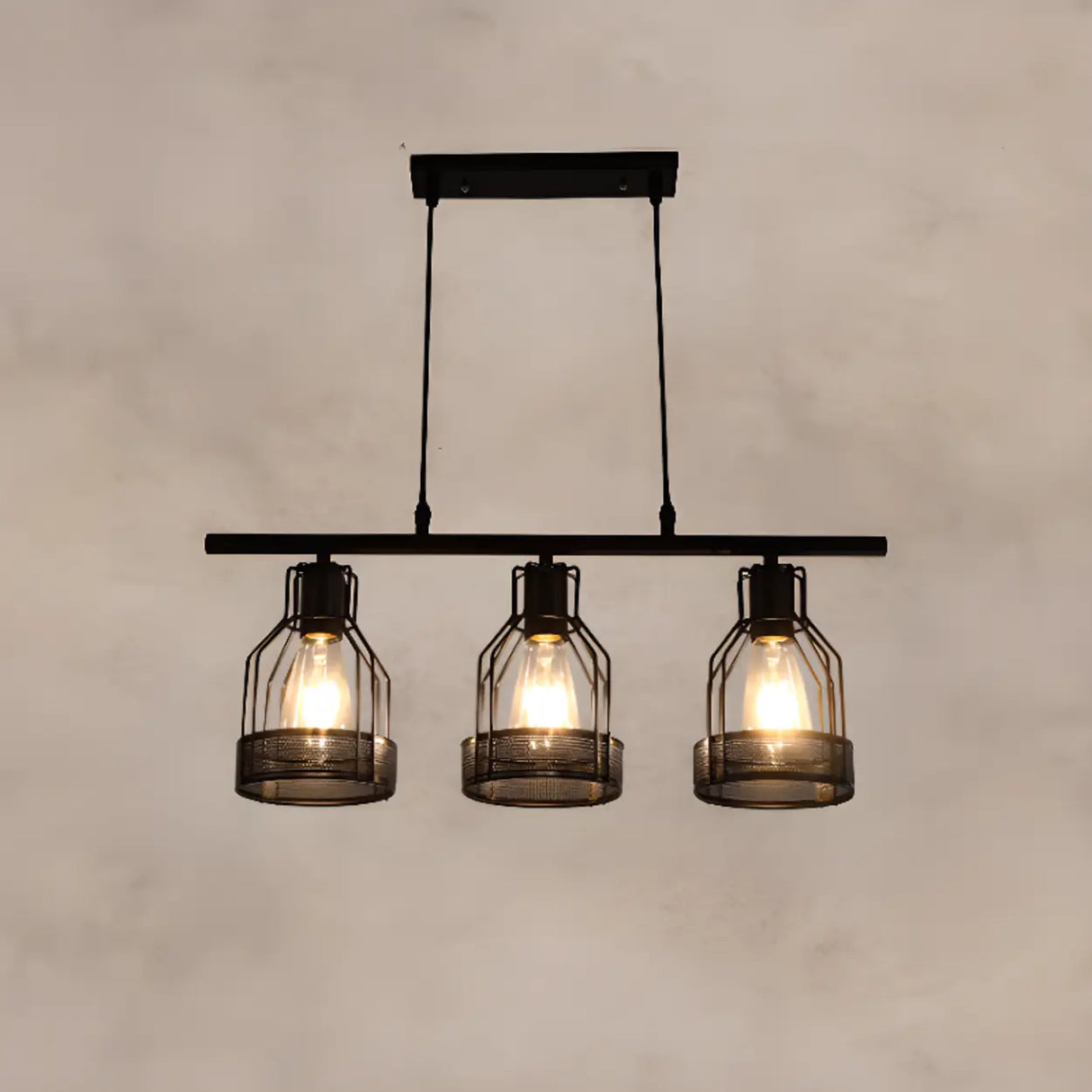 Industrial Cage Rectangular Island Ceiling Light Image - 17