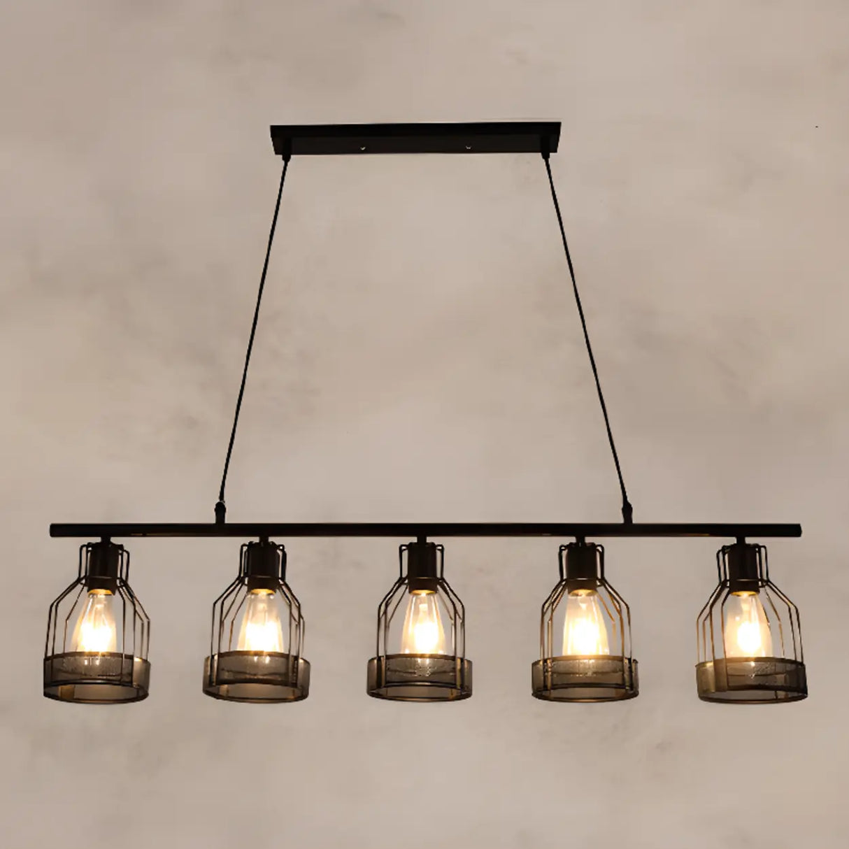 Industrial Cage Rectangular Island Ceiling Light Image - 18