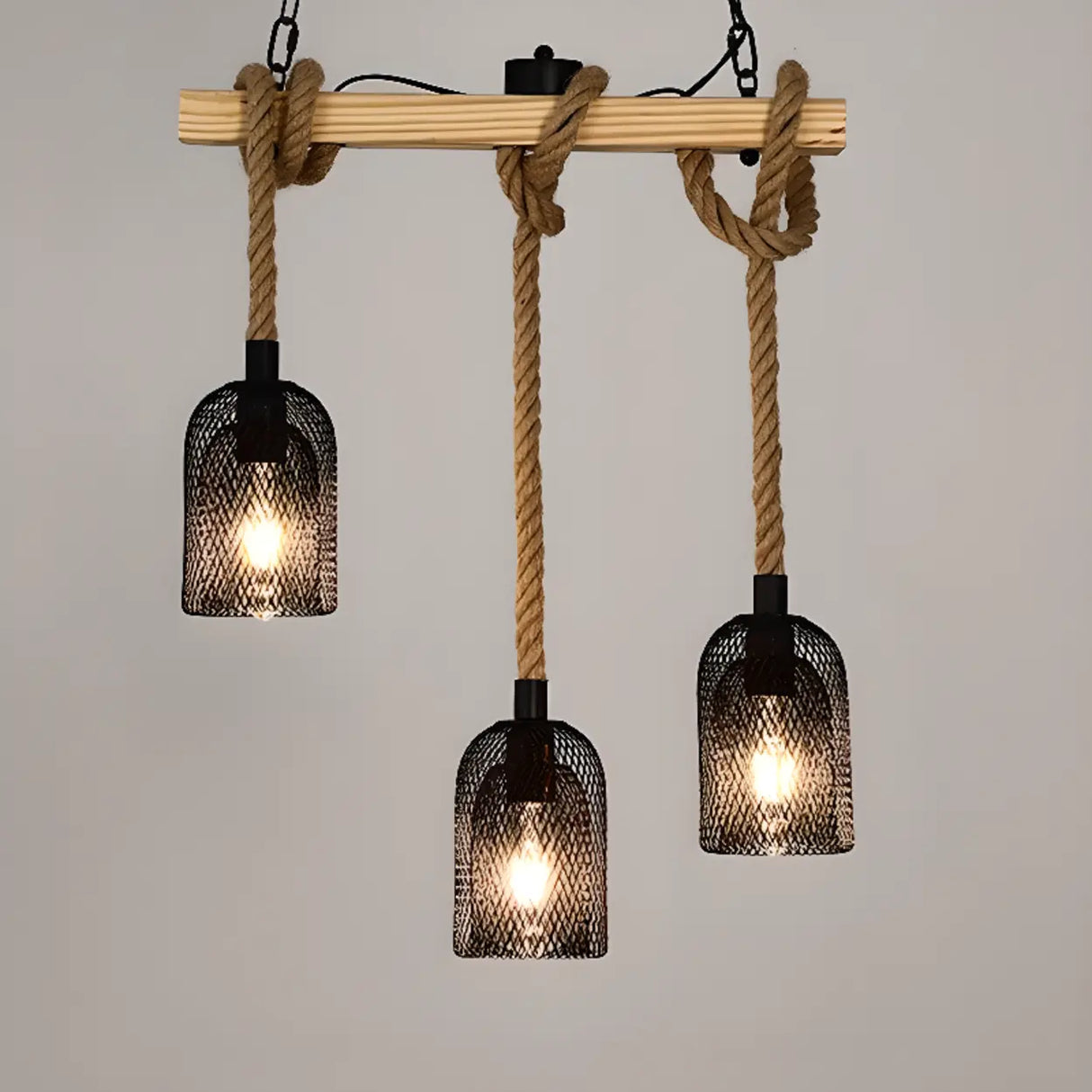 Industrial Cage Rectangular Island Ceiling Light Image - 19