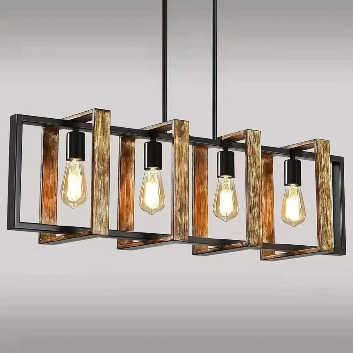 Industrial Cage Rectangular Island Ceiling Light Image - 2