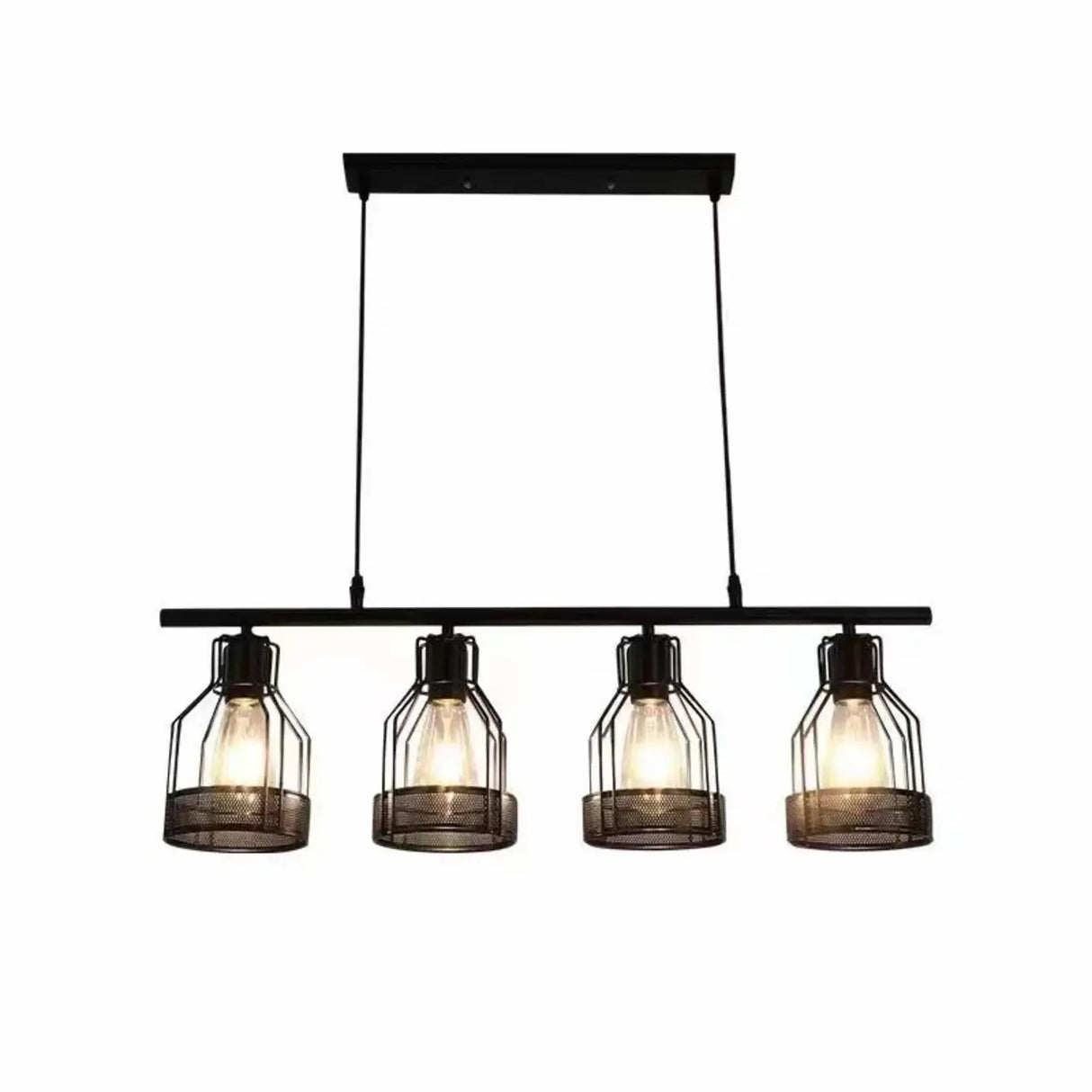 Industrial Cage Rectangular Island Ceiling Light Image - 8