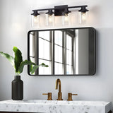 Industrial Clear Glass 3-Light Matte Black Vanity Light Image - 13