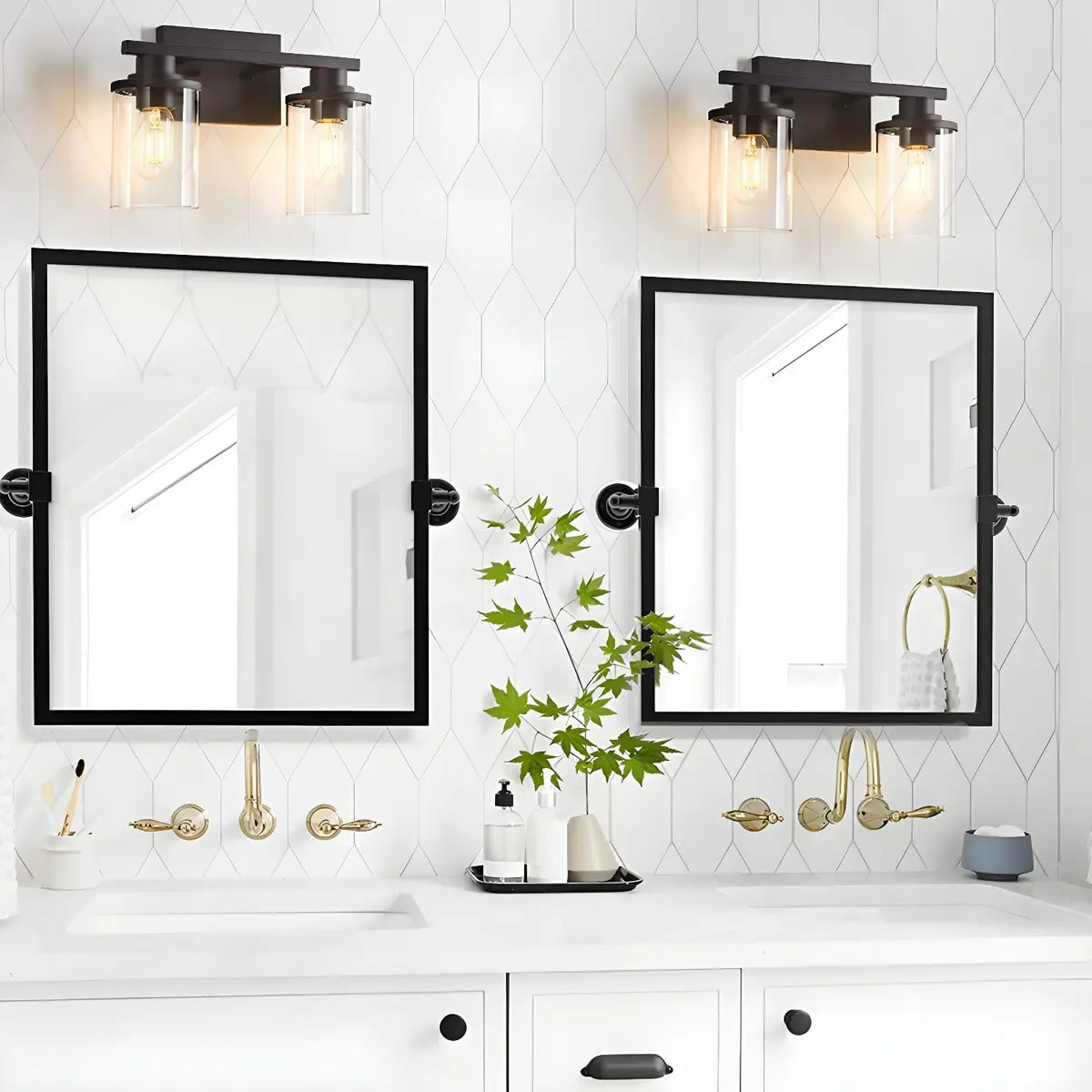 Industrial Clear Glass 3-Light Matte Black Vanity Light Image - 16