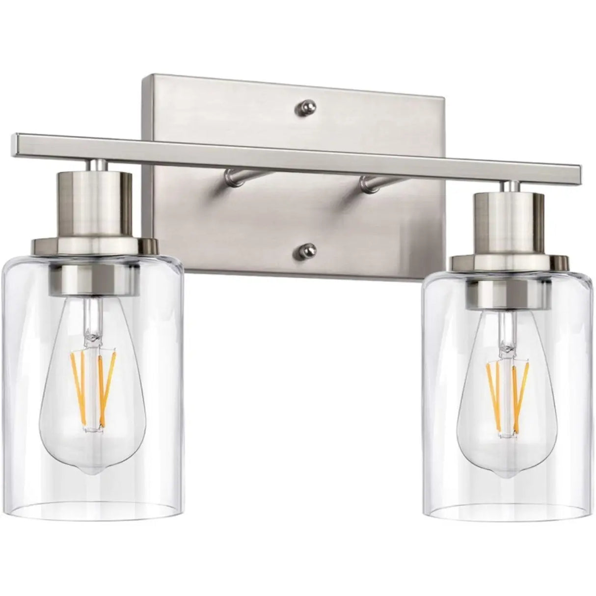 Industrial Clear Glass Black Cylinder Vanity Light Image - 10