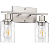 Industrial Clear Glass Black Cylinder Vanity Light Image - 10