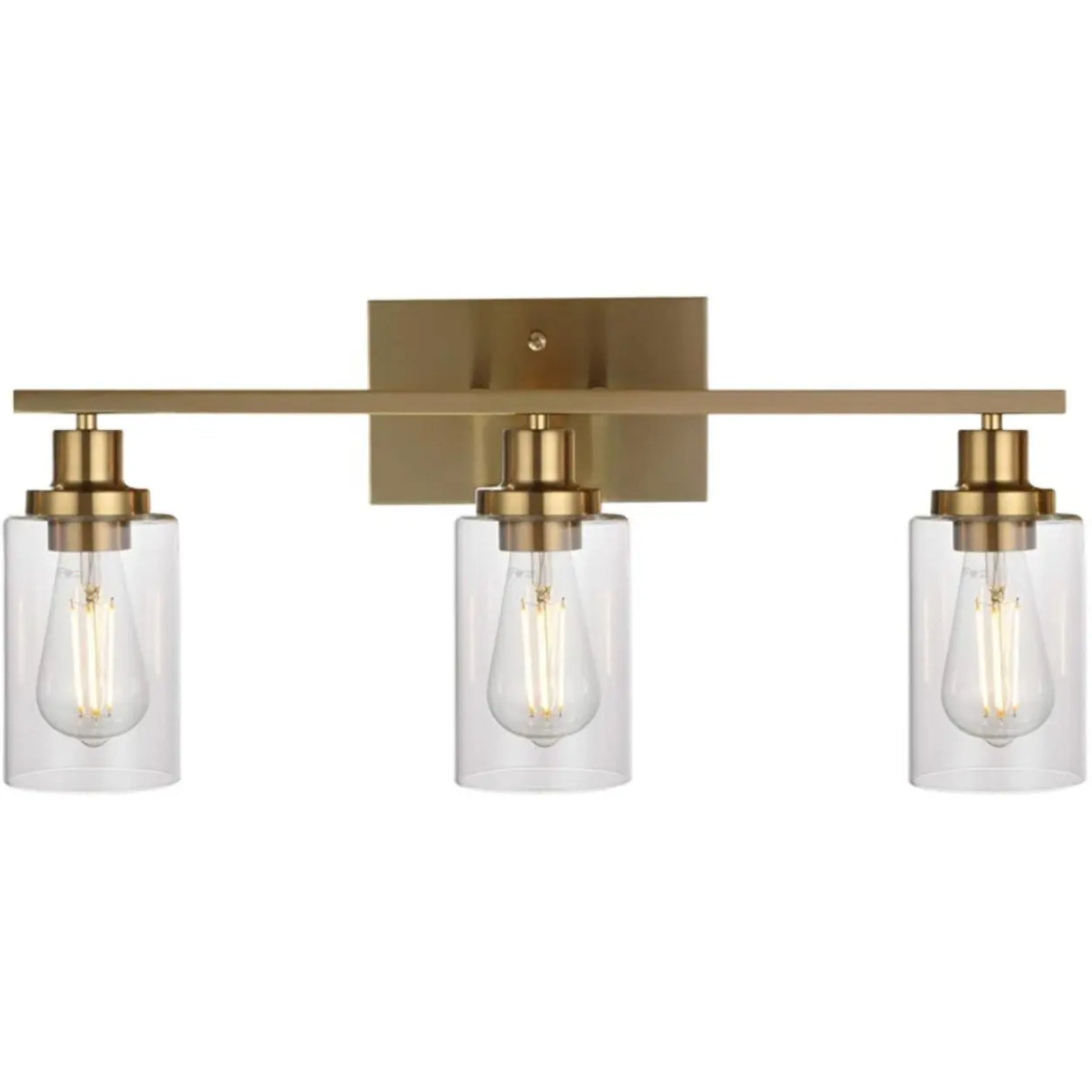 Industrial Clear Glass Black Cylinder Vanity Light Image - 12