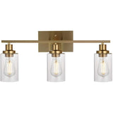 Industrial Clear Glass Black Cylinder Vanity Light Image - 12