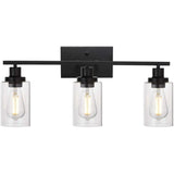 Industrial Clear Glass Black Cylinder Vanity Light Image - 13