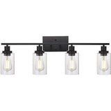 Industrial Clear Glass Black Cylinder Vanity Light Image - 14