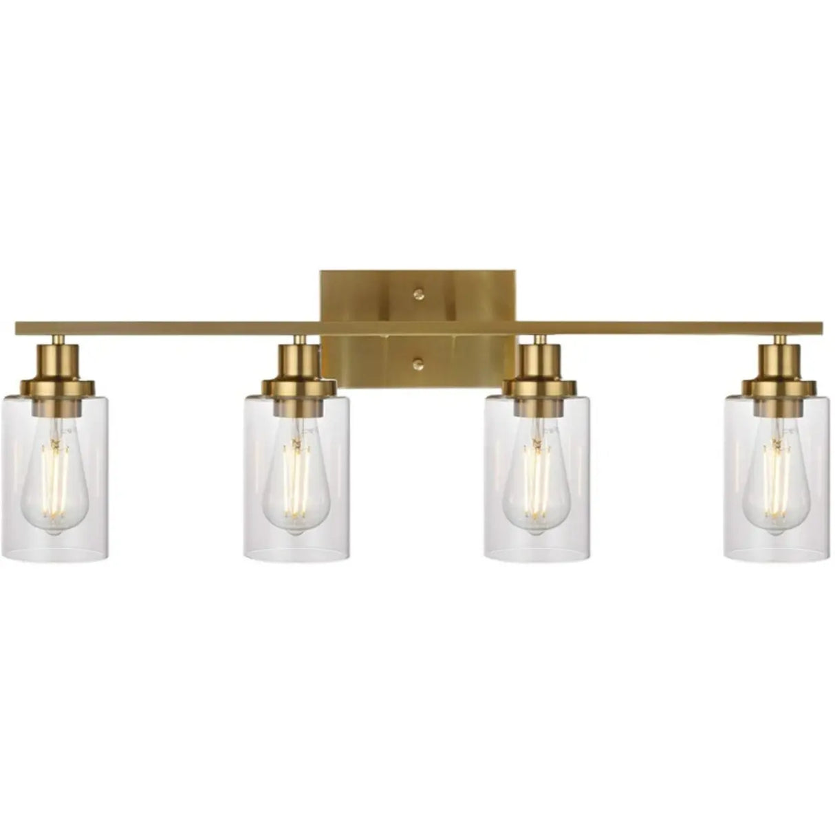 Industrial Clear Glass Black Cylinder Vanity Light Image - 15
