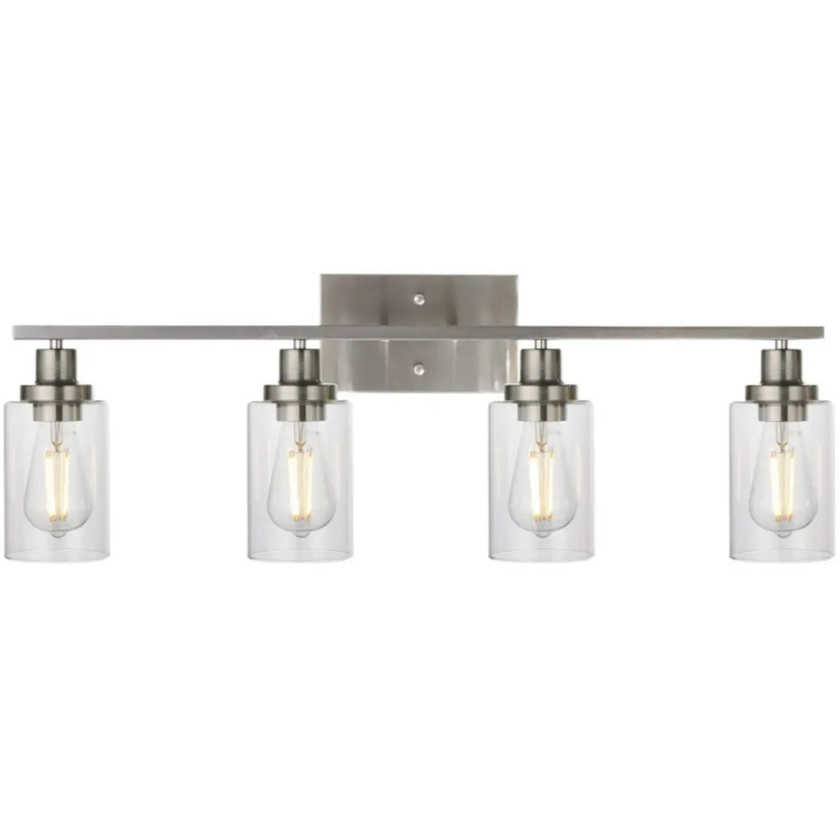 Industrial Clear Glass Black Cylinder Vanity Light Image - 16